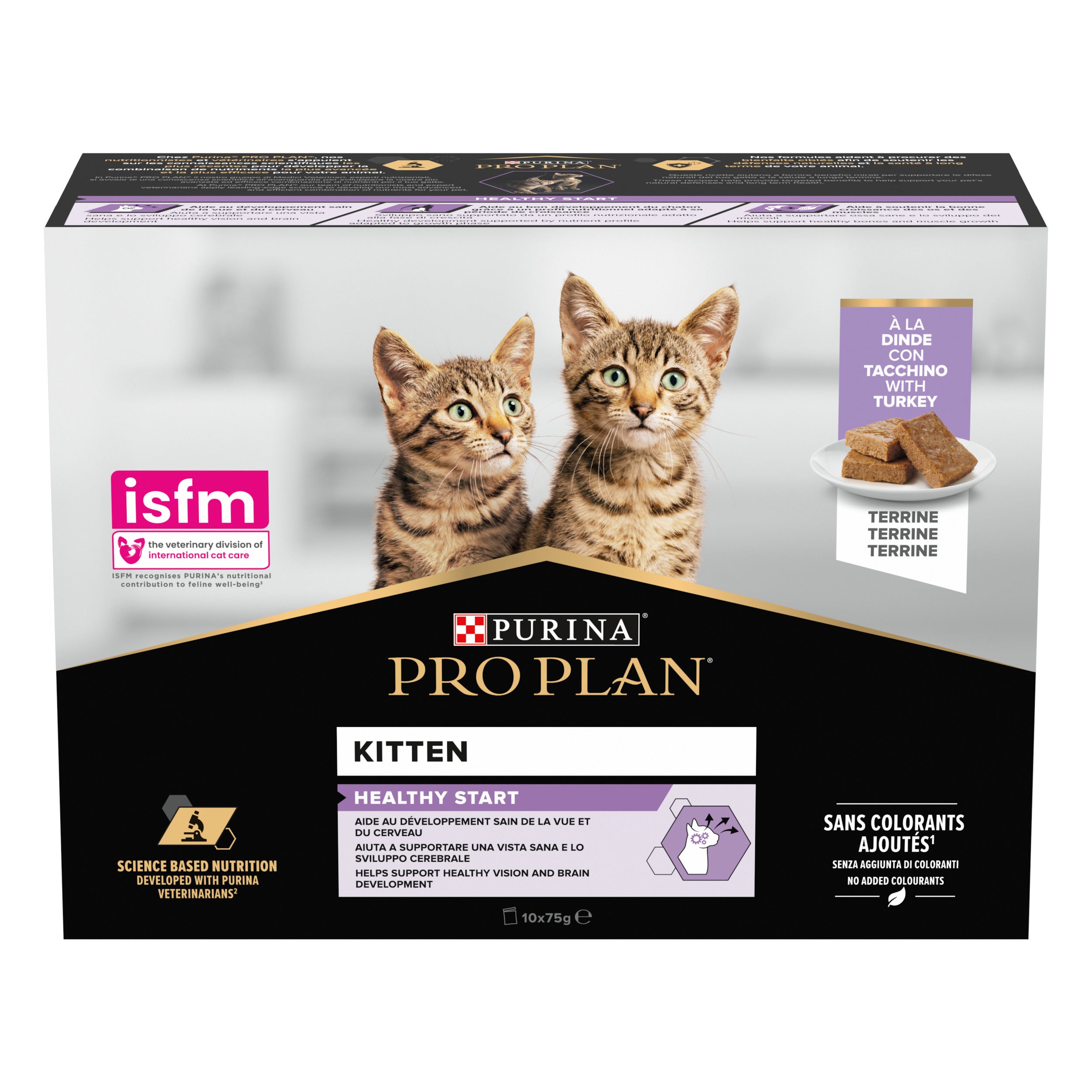 PRO PLAN® Kitten Healthy Start, Terină cu Curcan, 10 x 75g