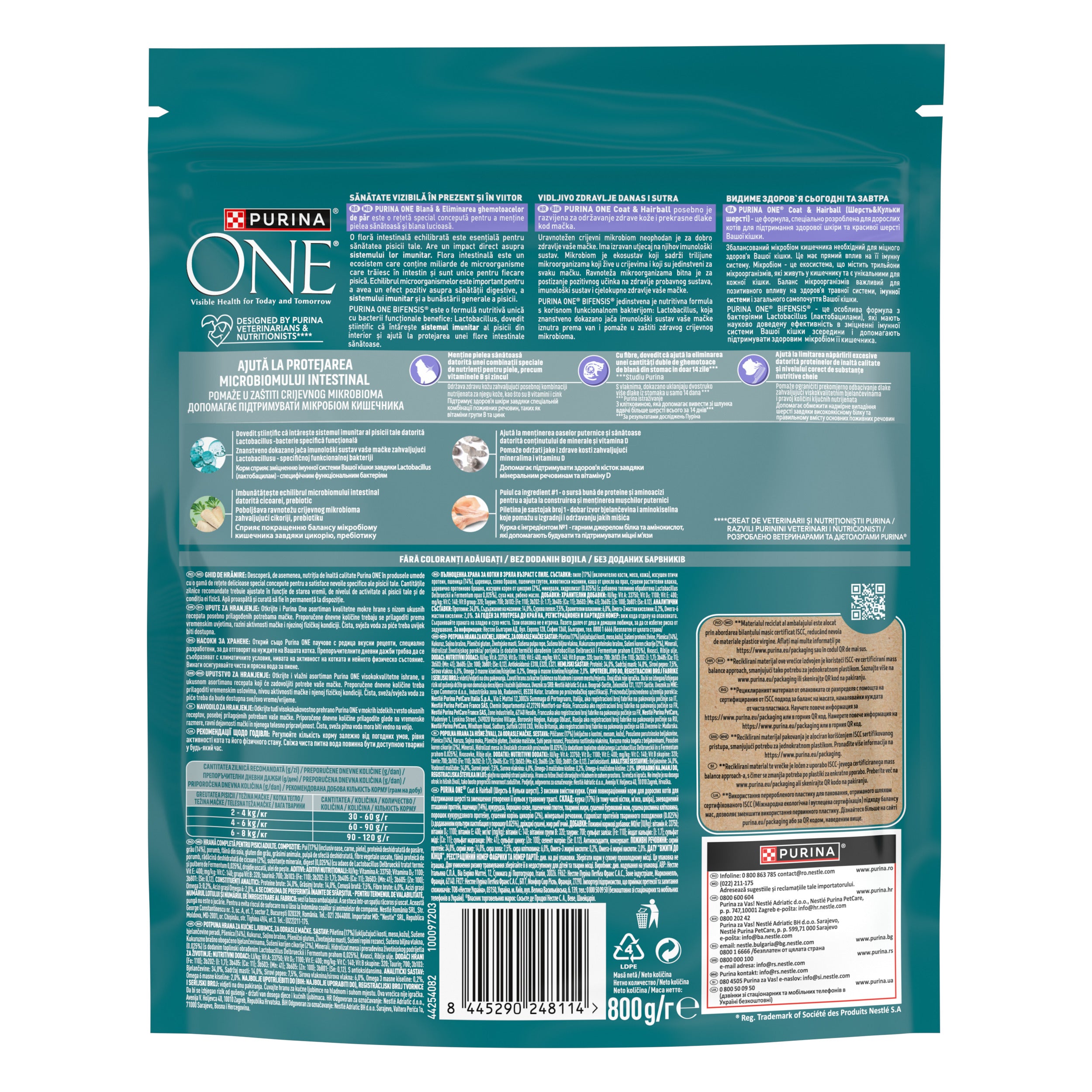 PURINA ONE® COAT & HAIRBALL cu Pui – 800g