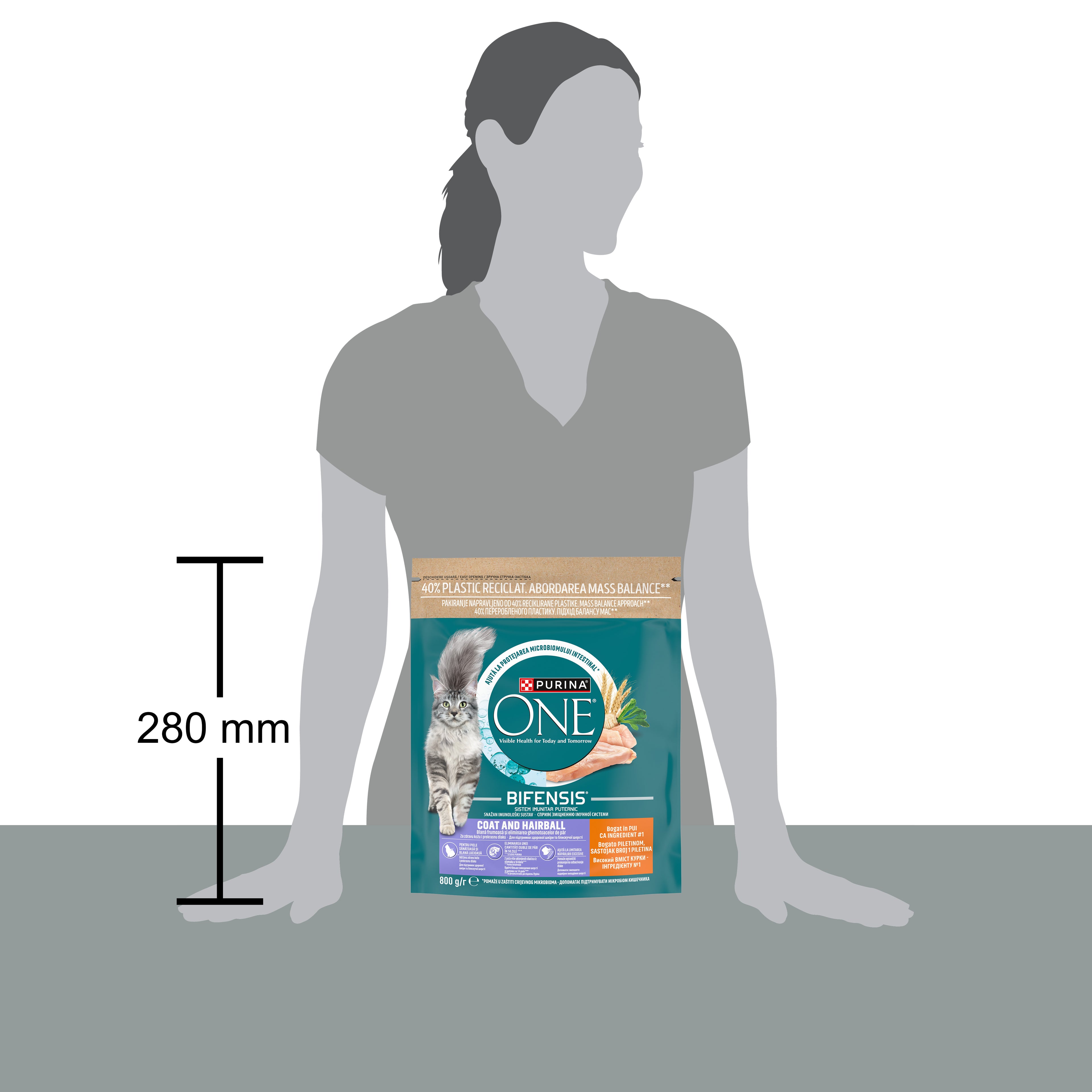 PURINA ONE® COAT & HAIRBALL cu Pui – 800g