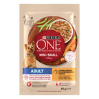 PURINA ONE® Mini Adult Pui, Morcovi & Fasole Verde – Hrană umedă câini talie mică 85g