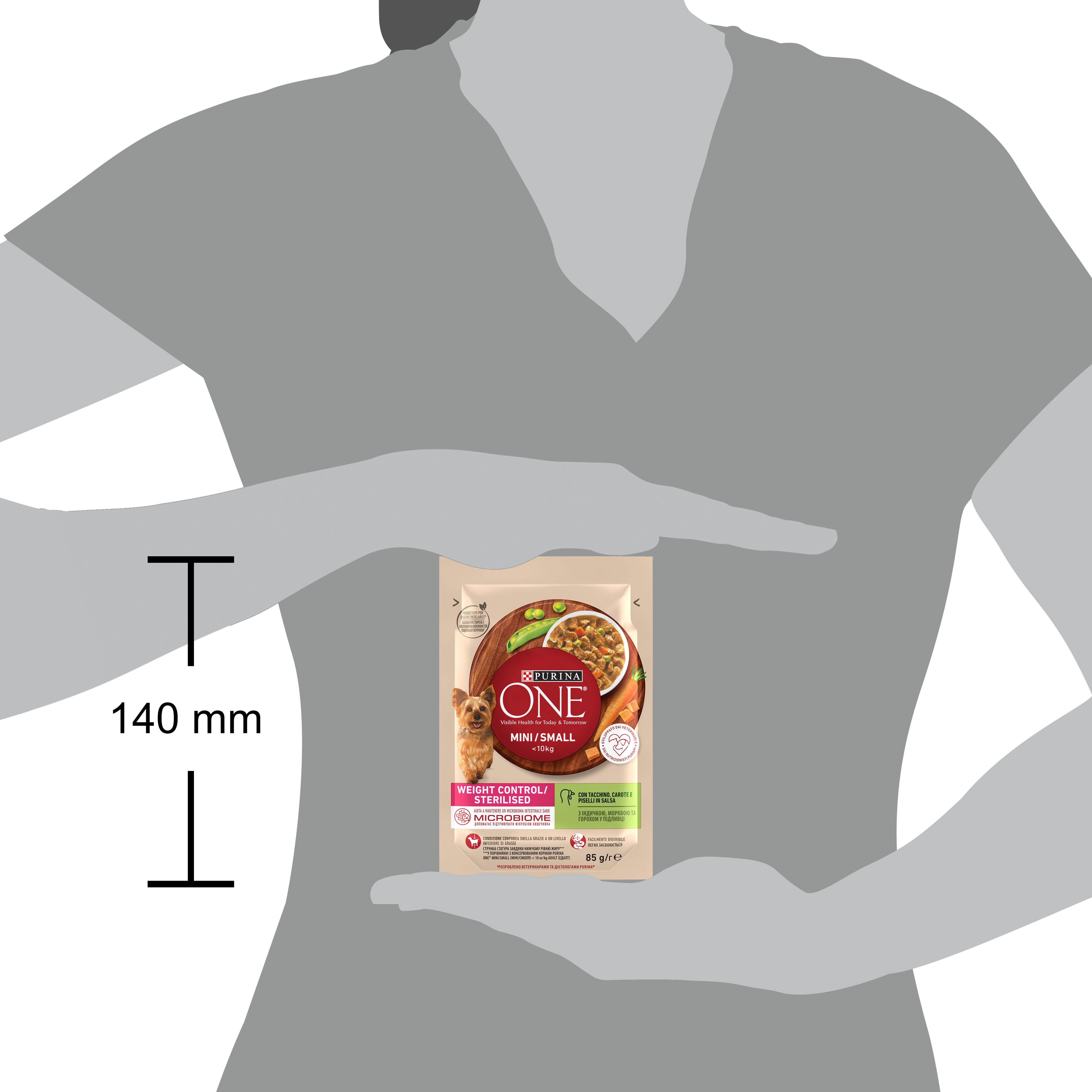 PURINA ONE® Mini Weight Control – Curcan, Morcovi & Mazăre (85g)