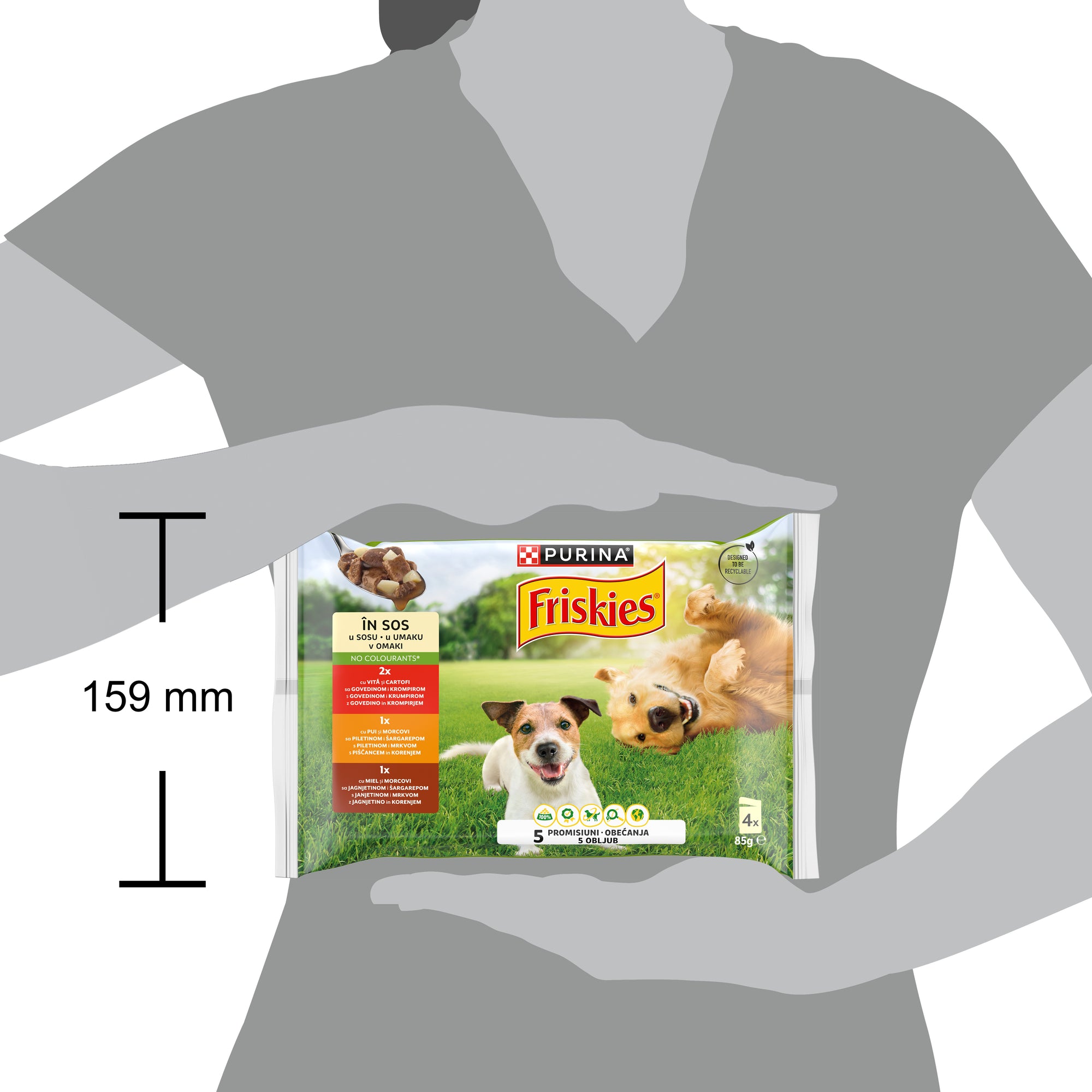 Friskies Adult Pui, Vită & Miel în Aspic – Hrană umedă pentru câini (4 x 85 g)