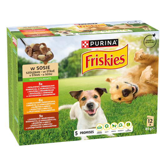 Friskies Adult Multipack – Pui, Vită & Miel în Aspic (12 x 85 g)