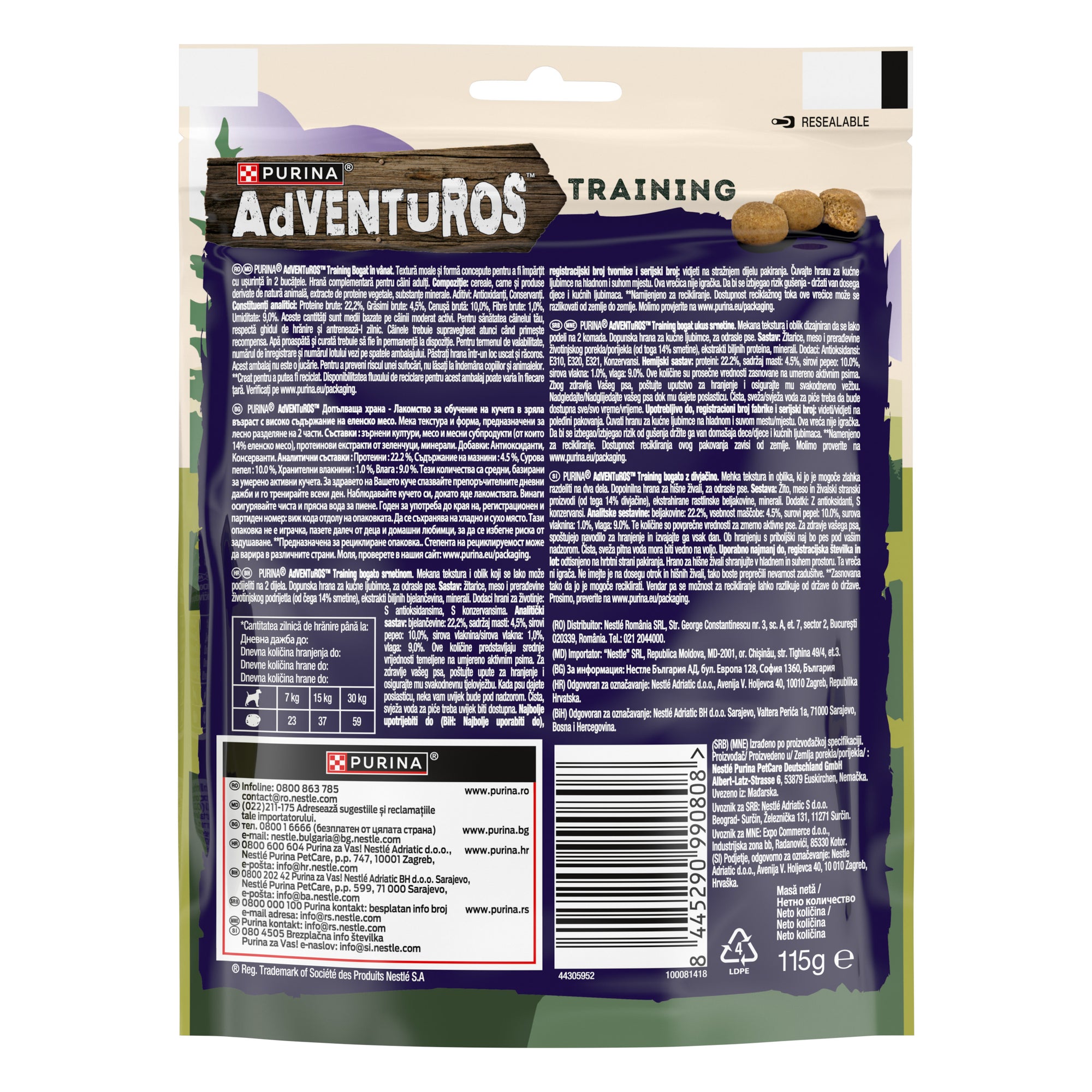 Purina Adventuros Training cu Vânat – Recompense pentru câini (115g)