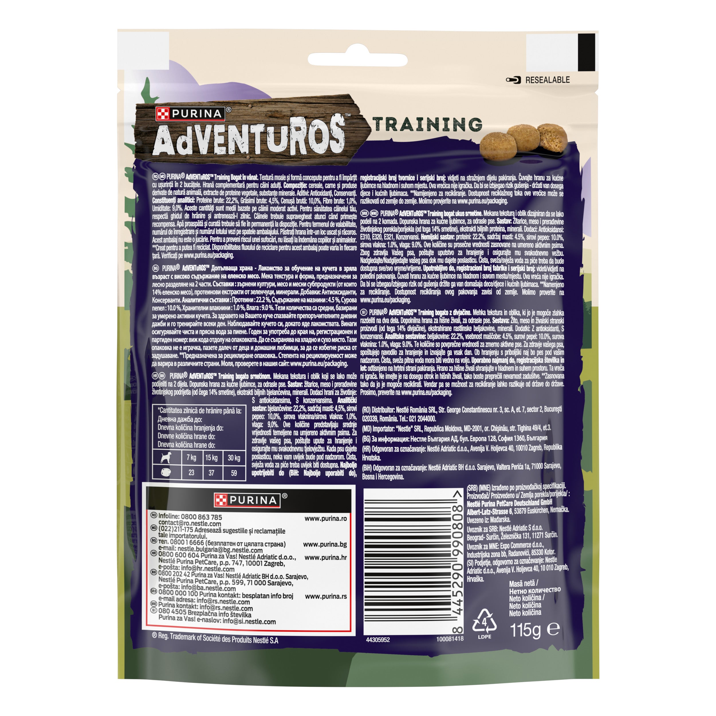 Purina Adventuros Training cu Vânat – Recompense pentru câini (115g)
