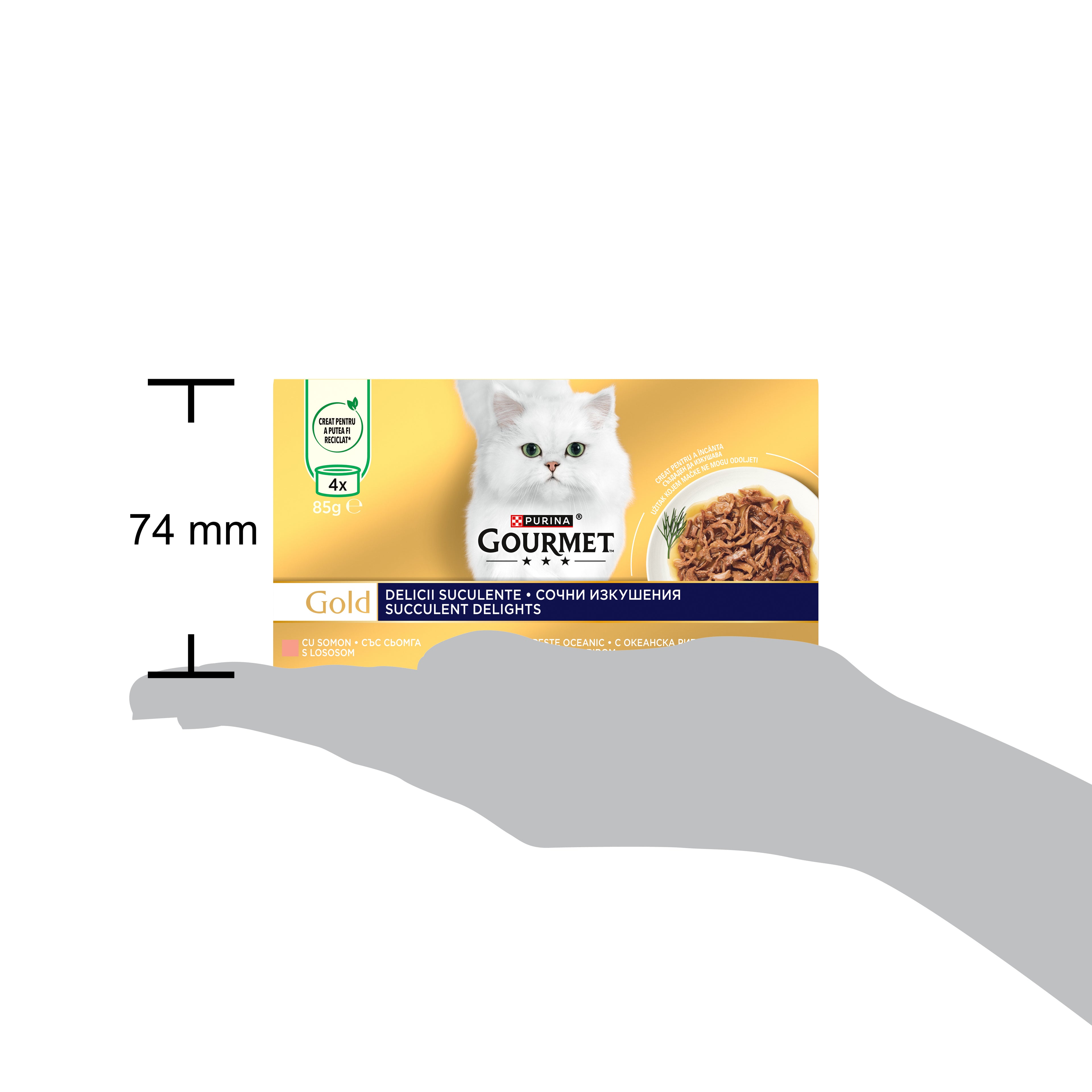 GOURMET® GOLD Delicii Suculente cu Somon & Pește Oceanic (4x85g)