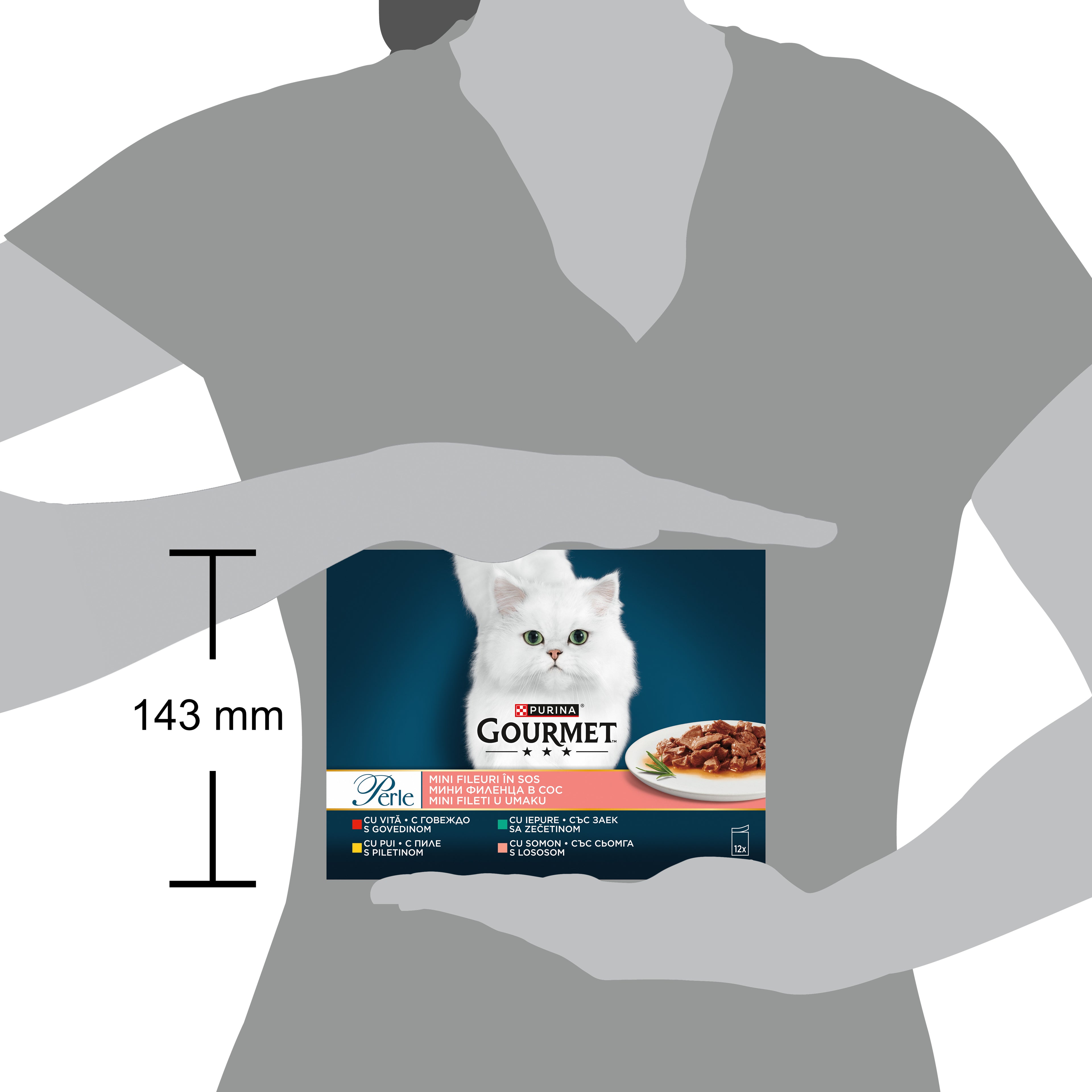 Gourmet Perle – Mini Fileuri cu Vită, Pui, Iepure & Somon în sos (12x85g)